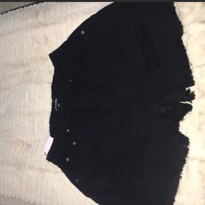 Shape Black Denim High Waisted Mom Shorts